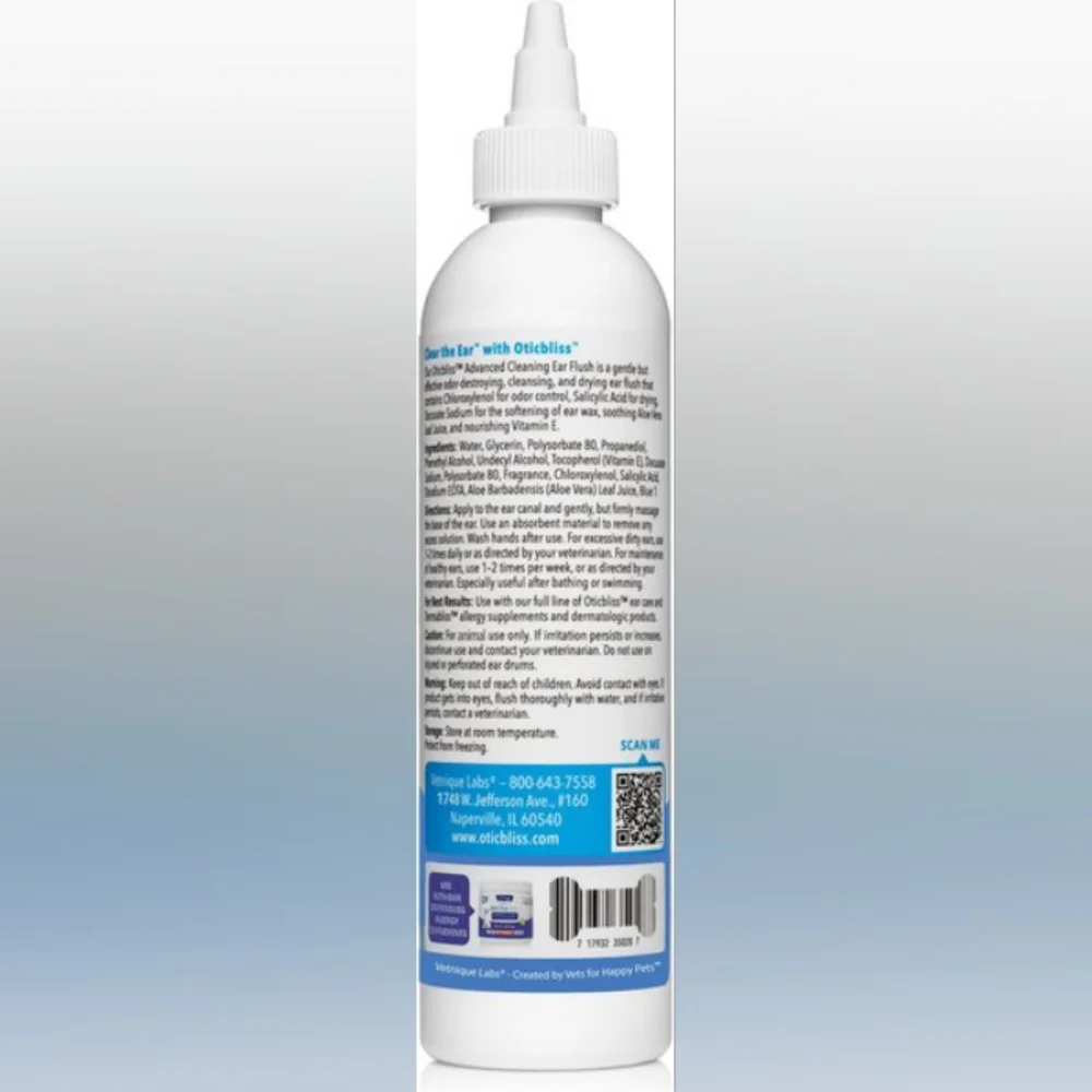 Vetnique Labs Oticbliss Ear Flush Advanced Cleaning Dog/Cat Medicated Ear Rinse